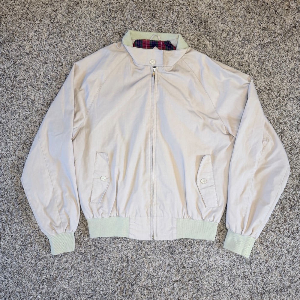Vintage Explosive by Grais Mens Harrington Jacket Tan Plaid Lined Medium 2964
